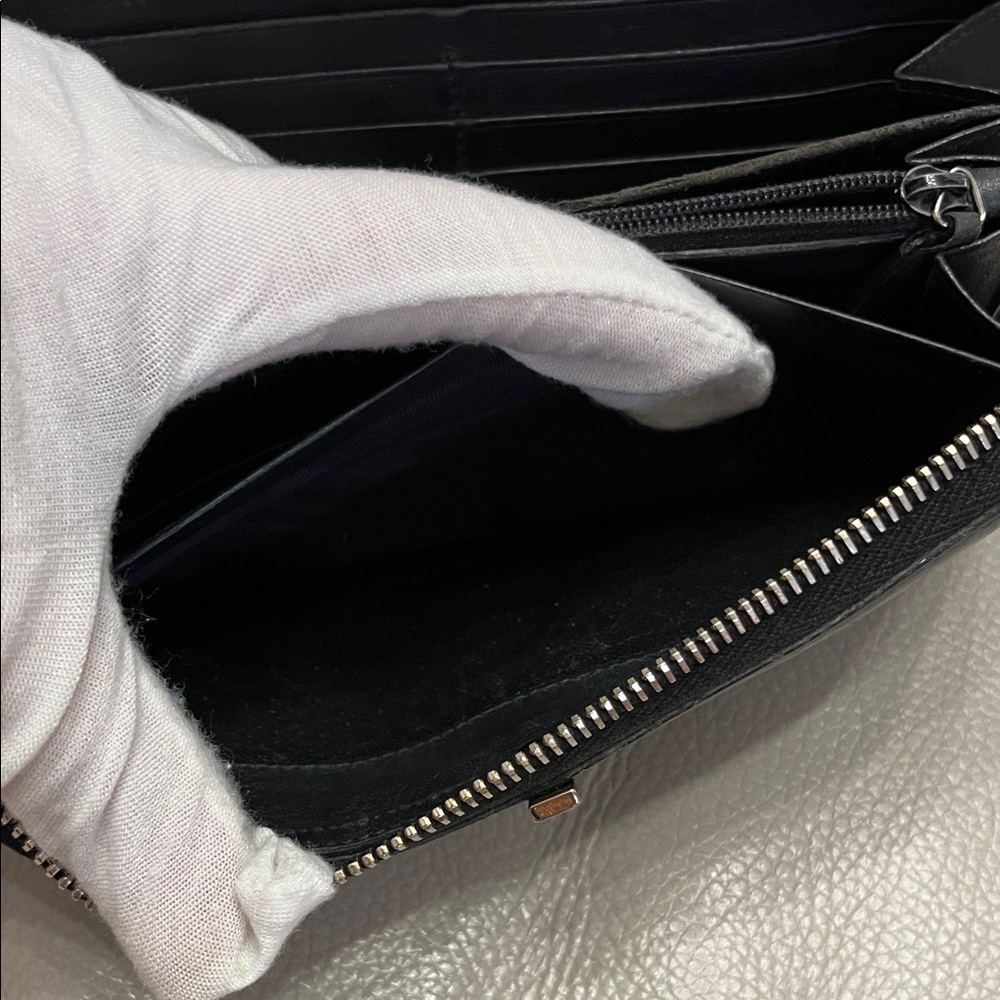 YSL Black Leather Wallet with Gold Accents - Picture 10 of 14